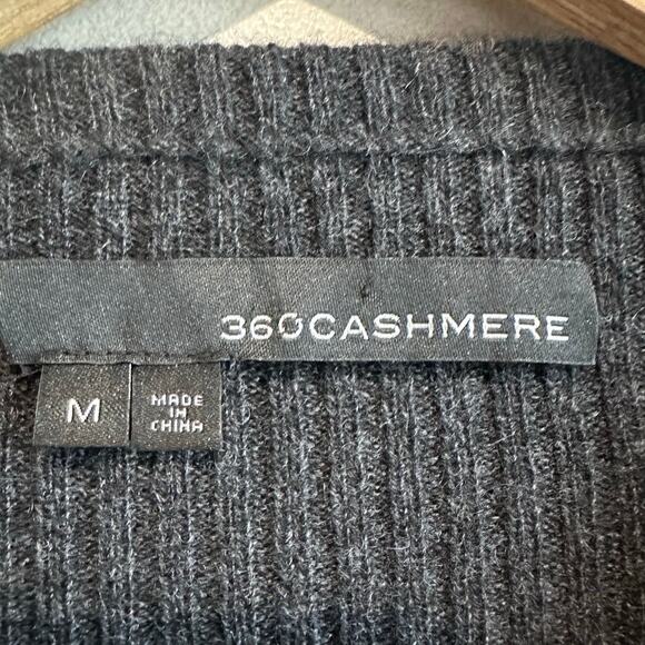 360 Cashmere Isa Stripe Cropped Sweater M Dark Gray - Picture 3 of 9